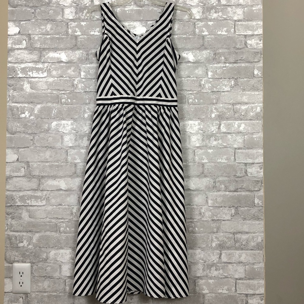 Vintage Black & white stripe midi dress S / M